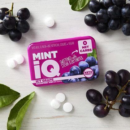 Imagem de Bala MINT IQ ICY Grape mints Vegana Big Sky Lata 40g