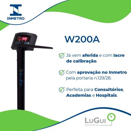 Imagem de Balança Academia Digital Adulto Antropométrica Preta W200a Welmy