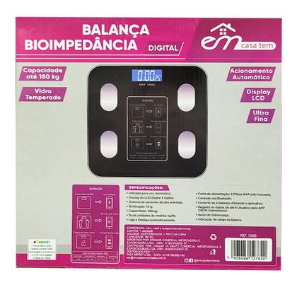 Imagem de Balança Bioimpedância Digital Com Aplicativo Bluetooth Histórico App Corporal 180 Kg