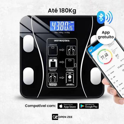 Imagem de Balança Bioimpedância Digital Com Aplicativo Bluetooth Histórico App Corporal 180 Kg 