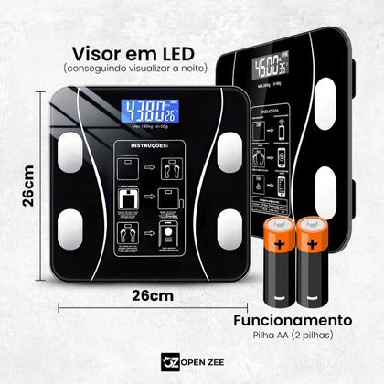 Imagem de Balança Bioimpedância Digital Com Aplicativo Bluetooth Histórico Gratuito Banheiro Precisão Digital Profissional App Em Português Para Android E Ios
