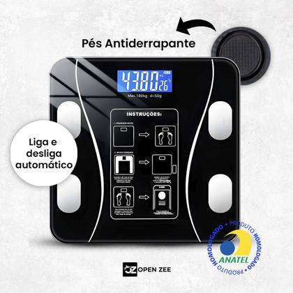 Imagem de Balança Bioimpedância Digital Com Aplicativo Bluetooth Histórico Gratuito Banheiro Precisão Digital Profissional App Em Português Para Android E Ios