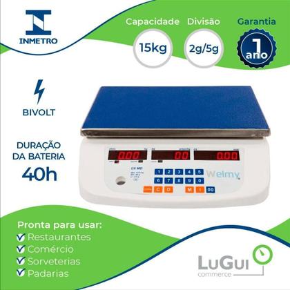 Imagem de Balança Computadora Eletrônica Bat Led C6 6/15Kg 2/5G Welmy