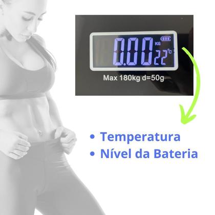 Imagem de Balança Corporal Banheiro Black Premium Temperatura 180Kg