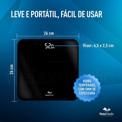 Imagem de Balança Corporal Digital De Banheiro Ônix 180kg - Relaxmedic