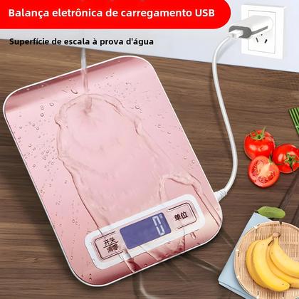 Imagem de Balança de Cozinha Digital 5kg/10kg - Display LCD e Aço Inoxidável