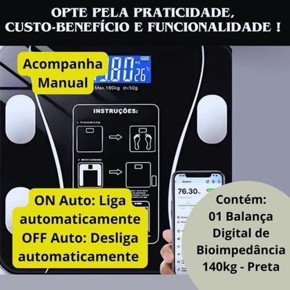 Imagem de Balança Digital Bioimpedância 8 Sensores Bluetooth 140 Kg