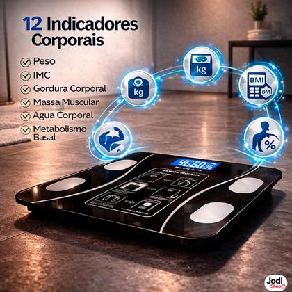 Imagem de Balança Digital Bioimpedância Bluetooth com App Medição Corporal Completa