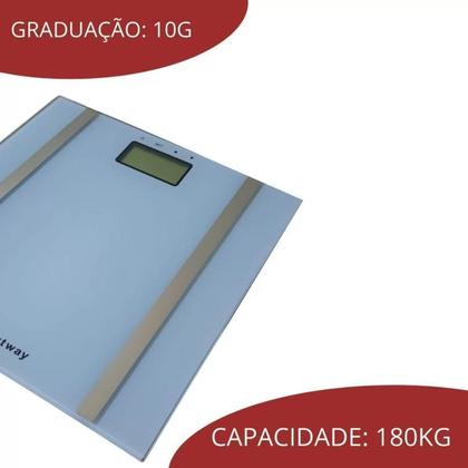 Imagem de Balança Digital Bioimpedância Corporal 180 Kg Mede Peso, Percentual de Gordura e Água Branca Importway IWBDBIO001BR