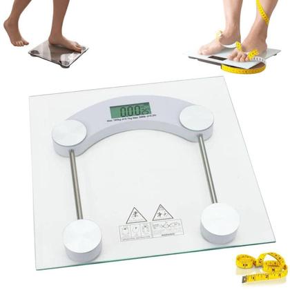 Imagem de Balança Digital Corporal De Vidro Temperado Eletrônica Quadrada Transparente De Chão 180kg
