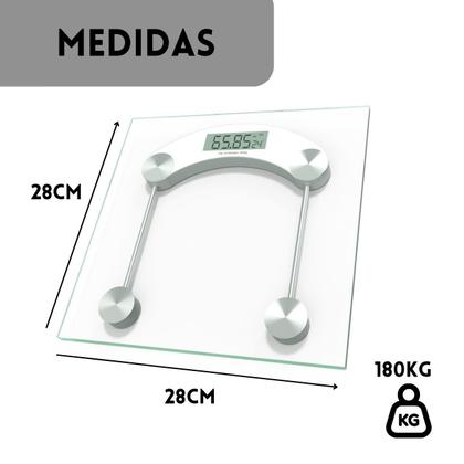 Imagem de Balança Digital Corporal Peso Até 180kg Transparente Vidro
