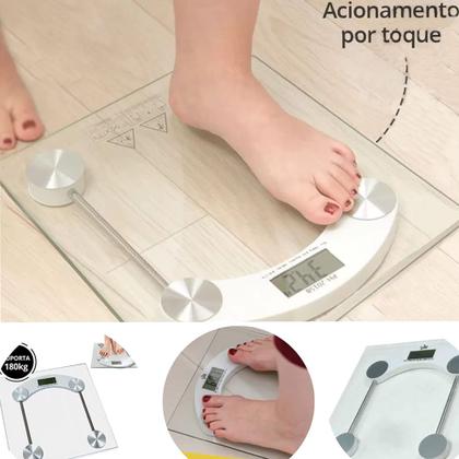 Imagem de Balança Digital Corporal Peso Até 180kg Transparente Vidro