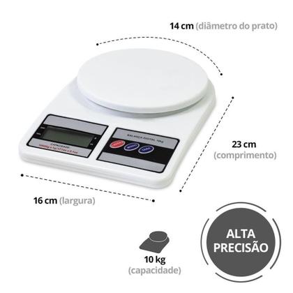 Imagem de Balança Digital Cozinha 10kg Alta Precisão Alimento Fitness - ALTOMEX