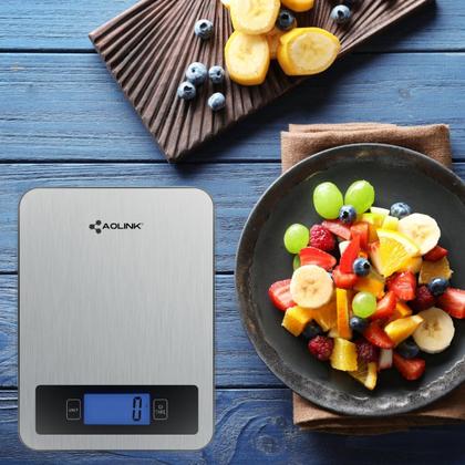 Imagem de Balança Digital de Cozinha Aolink A50 5kg Alta Precisão Inox Função Tara Visor LCD
