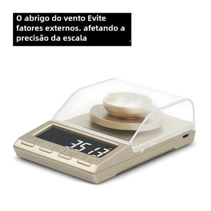 Imagem de Balança Digital de Precisão para Joias - 0,001g - LCD - Mini Balança de Laboratório com Alimentação USB