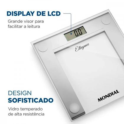 Imagem de Balança Digital Mondial Ellegance 150KG Vidro Prata