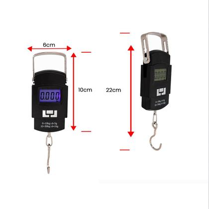 Imagem de Balança Digital Portátil de Mão 50kg para Mala Viagem Pesca com Gancho LCD