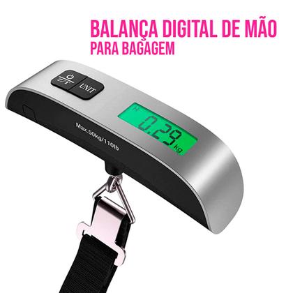 Imagem de Balança Digital Portátil de Mão Para Bagagens Malas Até 50Kg