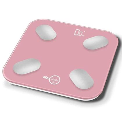 Imagem de Balança Digital Smart Corporal Bioimpedância FlexInter 180kg Rosa App Android e IOS