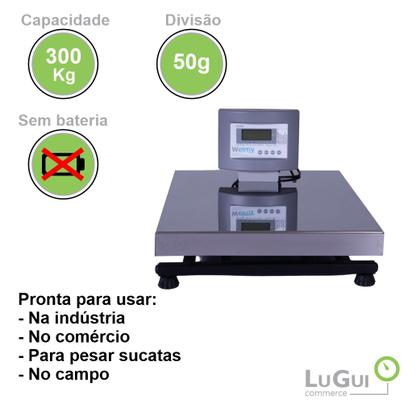 Imagem de Balança Digital W300 40x50 300kg Led Sem Coluna - Welmy