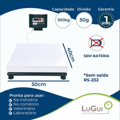 Imagem de Balança Industrial 300kg Plataforma Inox Sc LED 40x50 Welmy