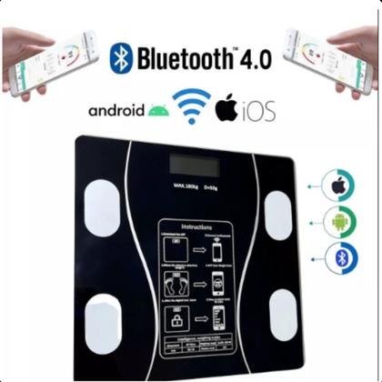 Imagem de Balança Inteligente Bluetooth Bioimpedância Vidro Preto