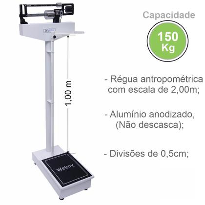 Imagem de Balança Mecânica Profissional Medica 150kg 110ch Welmy