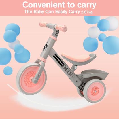 Imagem de Balance Bike Bakeling para crianças de 2 a 4 anos com triciclos rosa