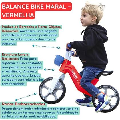 Imagem de Balance Bike Vermelha Maral 3052