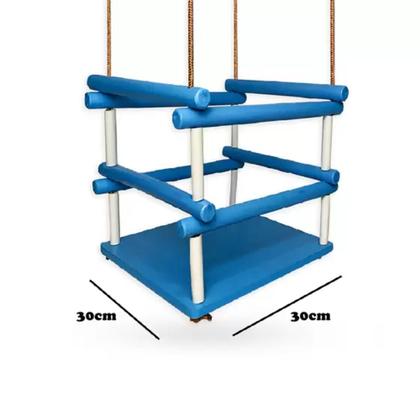 Imagem de Balanço de madeira com corda Infantil Cadeirinha Cadeira AZUL - O mais Barato