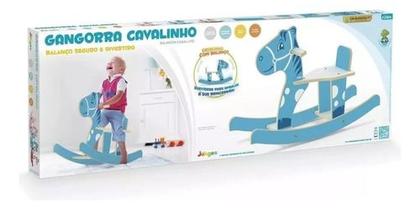 Imagem de balanço infantil madeira gangorra cavalinho azul 35kg junges
