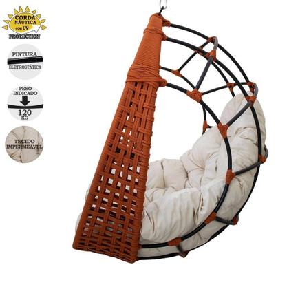 Imagem de Balanço Ninho Suspenso + Mola E Mosquetão Corda Náutica Ocre Almofada Impermeável Branco