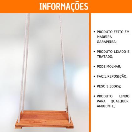 Imagem de Balanço Para Criança Ou Adulto Em Madeira Maciça Com A Corda