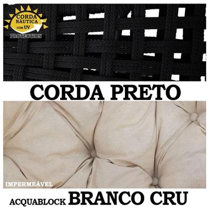 Imagem de Balanço Suspenso Ninho Corda Náutica Preta Almofada Impermeável Branco + Mola E Mosquetão
