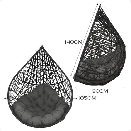 Imagem de Balanço Suspenso Ninho Gota com Mola e Mosquetão Almofada Impermeável Gourmet área externa