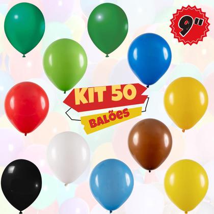 Imagem de Balão Bexiga 9 Polegadas Pacote Com 50, Balão Liso Para Decoração De Festas E Eventos Várias Cores