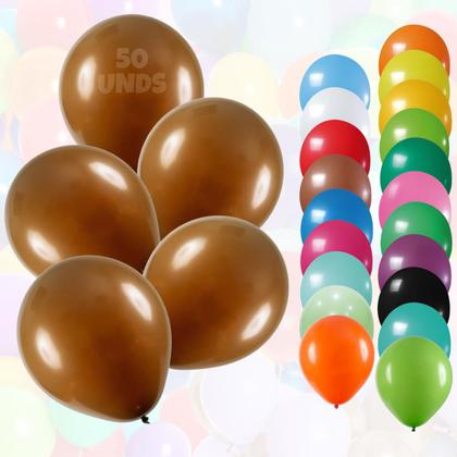 Imagem de Balão Bexiga 9 Polegadas Pacote Com 50, Balão Liso Para Decoração De Festas E Eventos Várias Cores