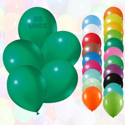 Imagem de Balão Bexiga 9 Polegadas Pacote Com 50, Balão Liso Para Decoração De Festas E Eventos Várias Cores