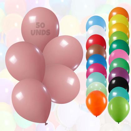 Imagem de Balão Bexiga 9 Polegadas Pacote Com 50, Balão Liso Para Decoração De Festas E Eventos Várias Cores