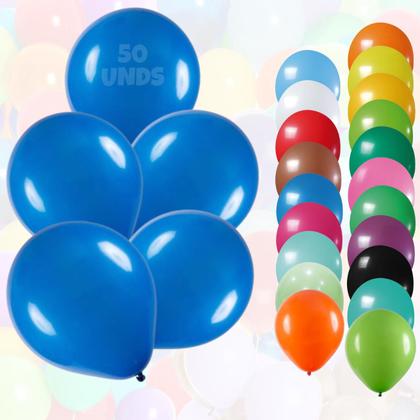 Imagem de Balão Bexiga 9 Polegadas Pacote Com 50, Balão Liso Para Decoração De Festas E Eventos Várias Cores
