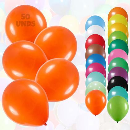Imagem de Balão Bexiga 9 Polegadas Pacote Com 50, Balão Liso Para Decoração De Festas E Eventos Várias Cores