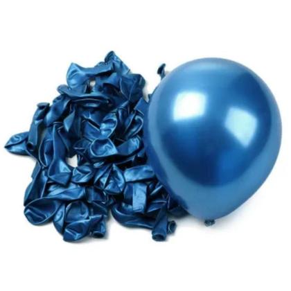 Imagem de Balão Bexiga Cromado Metalizado Redondo N9 Azul 50 Unidades