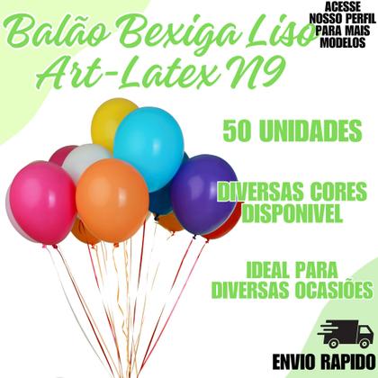 Imagem de Balão Bexiga Liso Festa Decoração 9 Polegadas C/ 50 ArtLatex