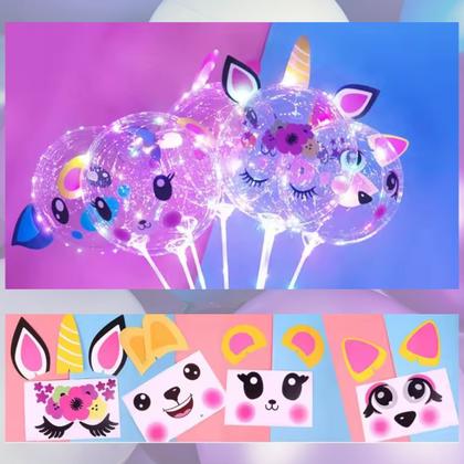 Imagem de Balão Bubble LED Colorido Temático, Balão Transparente Bubble LED Com Haste, Balão De Led Transparente