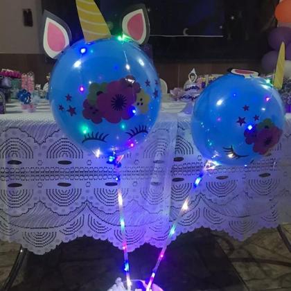 Imagem de Balão Bubble LED Colorido Temático, Balão Transparente Bubble LED Com Haste, Balão De Led Transparente