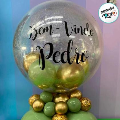 Imagem de Balão Bubble Transparente com Glitter Azul - 18" 45cm - 01 Unidade - Partiufesta - Rizzo