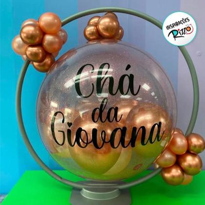 Imagem de Balão Bubble Transparente com Glitter Rose - 18" 45cm - 01 Unidade - Partiufesta - Rizzo