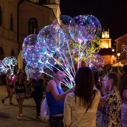 Imagem de Balão De Led 10 Unidades + Com Pilhas e 24 Polegadas Luz