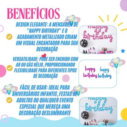 Imagem de Balão Happy Birthday Metalizado Festa Aniversario Decoração