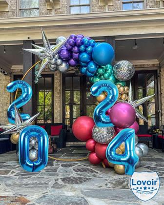 Imagem de Balão Lovoir 40cm Lake Blue Número 2024 Foil Helium